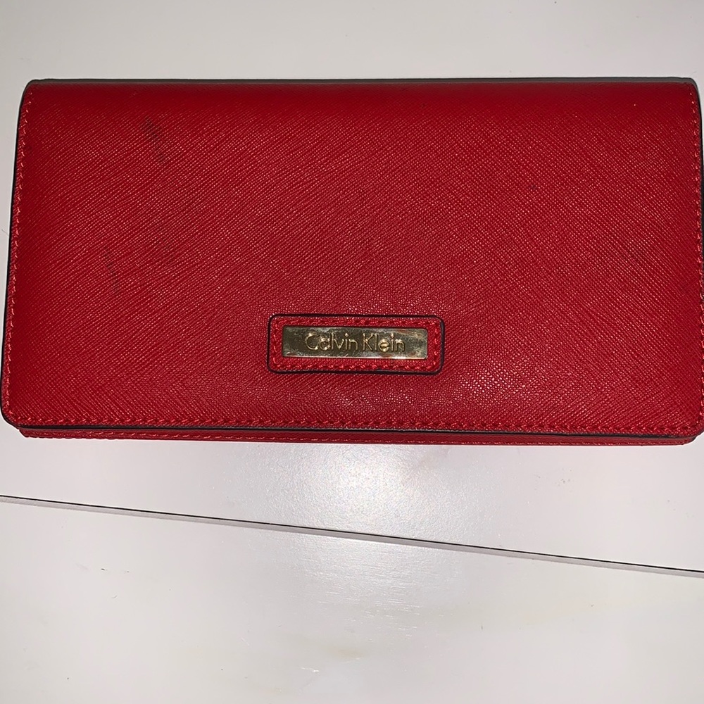Red Calvin Klein large wallet